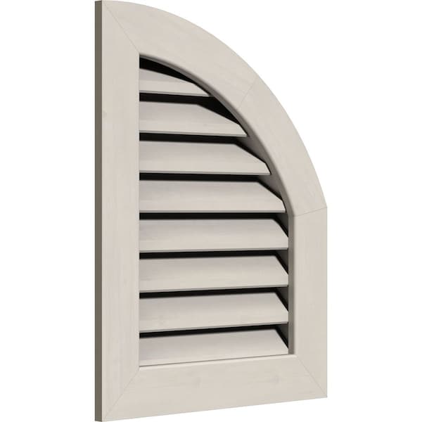 Quarter Round Top Right Primed, Functional, Pine Gable Vent W/ 1 X 4 Flat Trim Frame, 10W X 22H